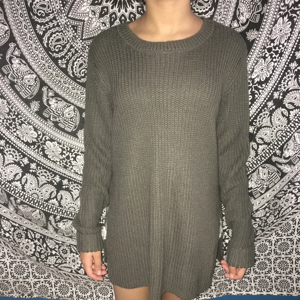 Long Slit Knitted Sweater